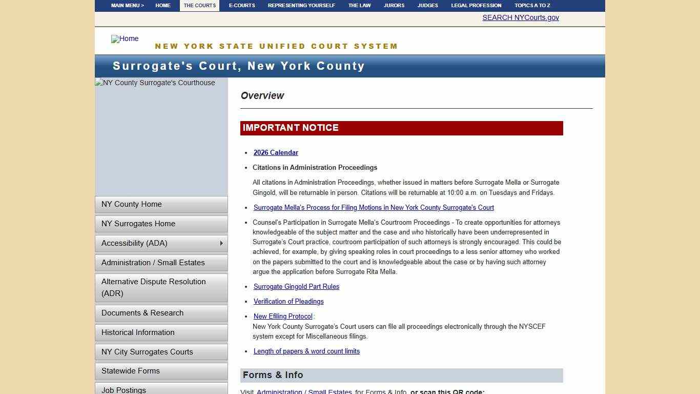 Home Page - Surrogate's Court, New York County NYCOURTS.GOV