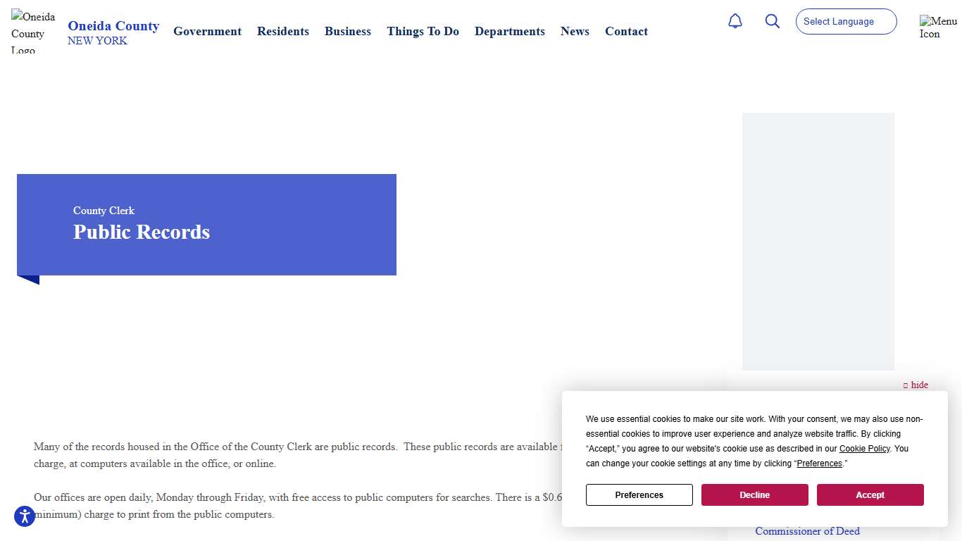 Public Records Oneida County